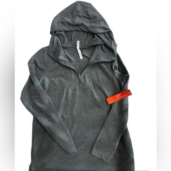 Adrienne Vittadini Sport Gray Pullover Hoodie Top Shirt with pockets Small S NWT - Picture 2 of 5